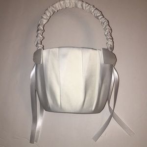 Flower girl basket white satin